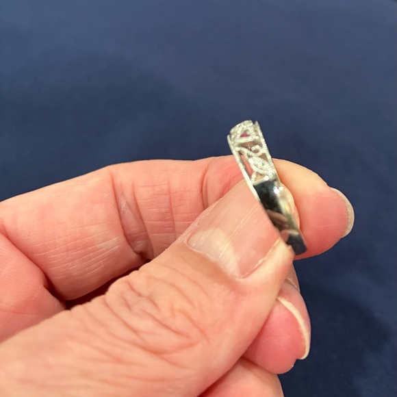 Ruby and Diamond Heart Ring - 14K White Gold - Picture 3 of 6